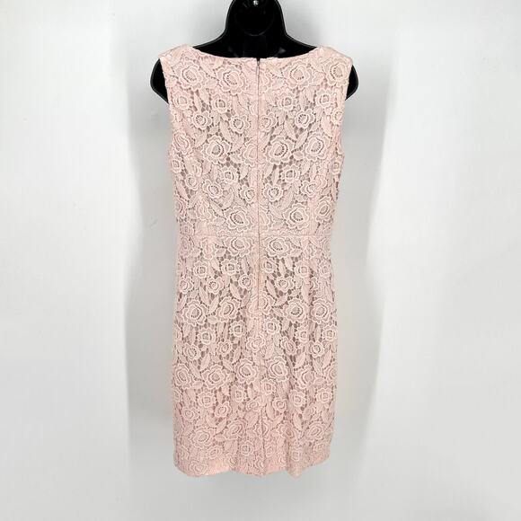 Talbots Petites Sleeveless Floral Crochet Lace Dress Womens Sz 8P Pink Lined - Picture 6 of 12